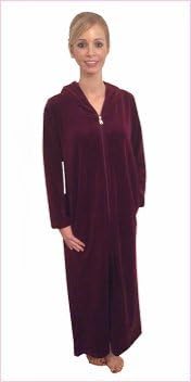 Zip up Hooded Velour Kaftan Robe