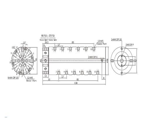 Anillo colector integrado eléctrico de gas trayectoria continua rosca M5 5