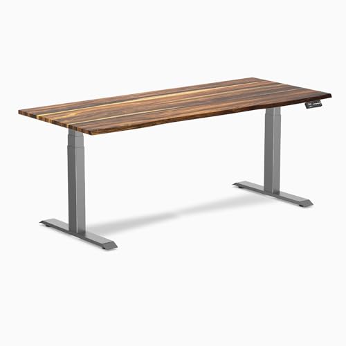 Image of Desky Dual Hardwood Sit Stand Desk - 72x30 Electric Standing Desk - Dual Motor, 3 Stage Adjustable Height Desk - Solid Wood Standing Desk - Whole-Piece Top in Real Pheasant Wood
