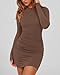 BTFBM Womens Spring Fashion 2026 Long Sleeve Boat Neck Mini Dress Slim Fit Party Club Short Tight Basic Bodycon Dresses(Coffee, Medium)