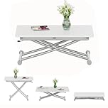 JEFFORDOUTLET Extendable Dining Table, Modern Height Adjustable Coffee Table with Expandable Table Top for Living Room,Dining Room