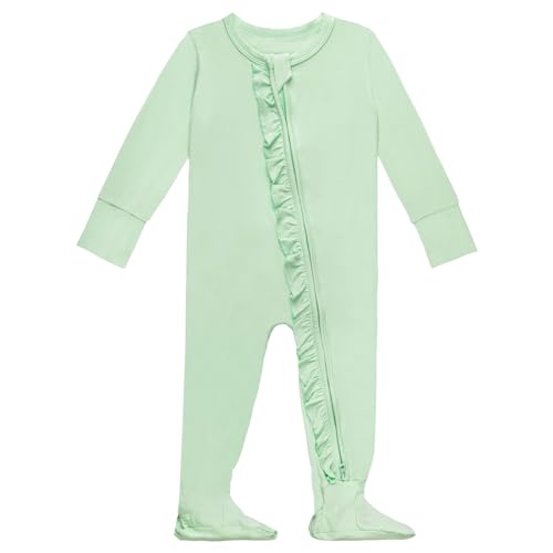 Image of GUISBY Baby Footies Ruffle Pajamas, Soft Long Sleeve with 2 Way Zipper Sleepers
