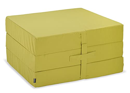 H.O.C.K. Outdoor Klappmatratze, Notbett, Gästebett, Schlafsessel oder Faltmatratze für drinnen und draussen ausgeklappt ca. 186x75x12cm (grün)