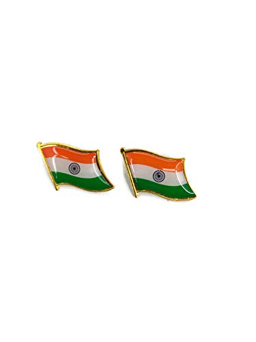 ALTRONATricolor Indian National Flag Brass Metal India Badge,Brooch Pin Brass Badge,Lapel Pin Badge for Saree,Coat,Shirt,Uniform,Bag,Independence Day,Republic Day Celebration(Pack of 2), Standard,