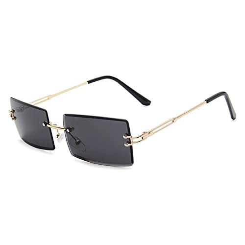 Lunettes de soleil sans monture rétro rectangle dégradé pour homme et femme
