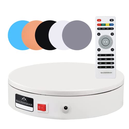 BAOSHISHAN Base Giratoria Eléctrica Plataforma Rotatoria 20cm 20kg 360° con Mando a Distancia para Fotografia Blanco Cover