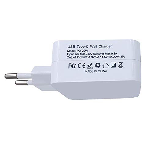 PFMY Adaptador Cargador Portátiles Ordenador Para Apple MacBook A1534, Google Pixel, Huawei Mate 9, Xiaomi 6, LG G5, Lenovo ZUK Z2 Pro, HP Spectre 13 Notebook, Meizu Pro 6 Plus, PD 29W 5V 9V 14.5V 20V
