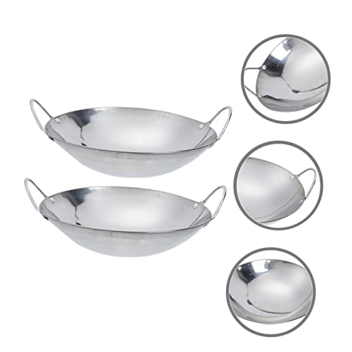 VOSAREA 2pcs Wok de acero inoxidable con doble mango miniatura 7