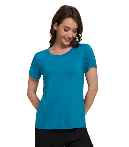 WiWi Pajama Top for Women Short Sleeve Scoop Neck Pajamas Soft Viscose from Bamboo Basic Solid T-Shirt PJ S-XXL4