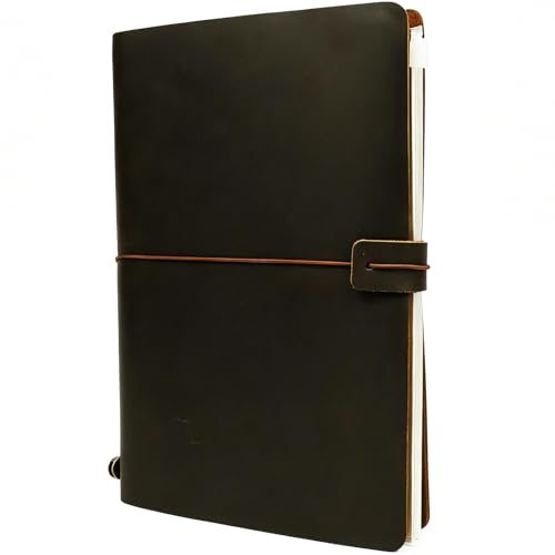 Cuaderno de cuero A5 para escribir diario bloc de notas vintage recargable para hombre mujer