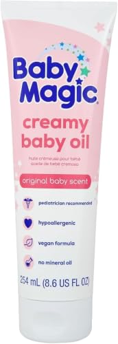 Image of Baby Magic Creamy Baby Oil | Soothes and Replenishes Baby's Delicate Skin | Vitamins and Coconut Oil | 8.6 Fl Oz (Pack of 5)