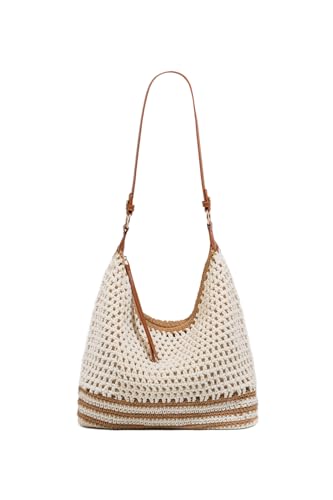 Image of Ulisty Women Small Cotton Crochet String Bag Handwoven Summer Beach Bag Knitted Vacation Shoulder Bag Purse Handbag