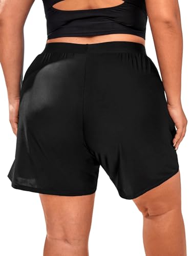 Floerns Women's Plus Size Swim Board Shorts with Pockets Bathing Suit Shorts2