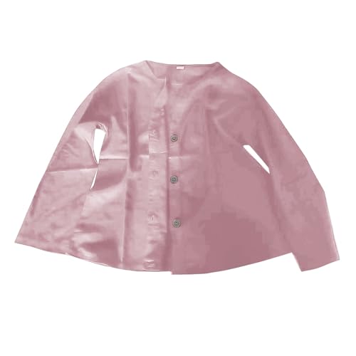 BILIKEYU Girls Cotton Linen Cardigan Shirts Long Sleeve V Neck Buttons Down Solid Color Breathable Casual Tee4