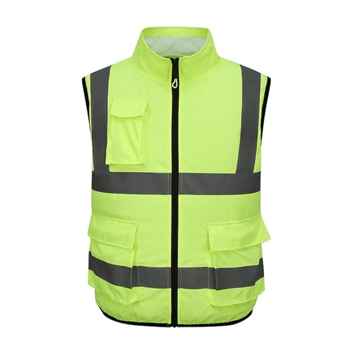 Cooling Safety Vest with 2 Fans for Men & Women High Visibility Security Cargo Jacket Reflective Stripe Construction Gear Utility Hiking Traffic Tactical Bike Flags Pole,01# Green,Plus Size 4X