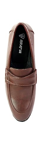 Image of BRATVA 1008 Men's Loafers & Moccasins Shoes with Synthetic Leather Upper & Leather Lining in Colour Black /Brown /TAN for Men