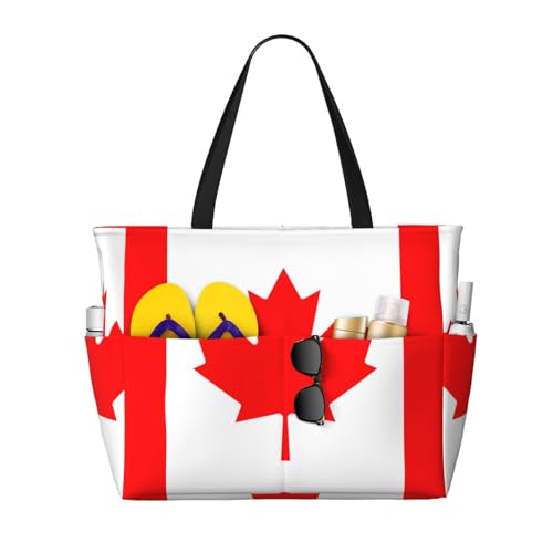 Sac de travail drapeau canadien grand format noir : le grand sac fourre-tout femme pour le bureau