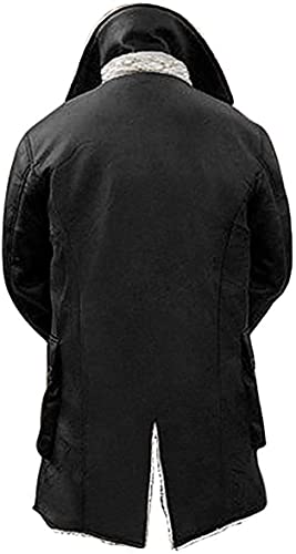 Image of fjackets Shearling Leather Coat Men - Real Lambskin Leather Jackets Mens Sherpa Lined Winter Casual Fur Coats Outerwear