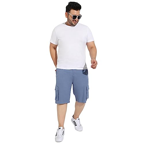 Image of Instafab Plus Men's Cargo Shorts for Casual Wear | 6 Pockets | Plus Size Fit | Button Closure | Cotton Poly Cargo Shorts Crafted with Comfort Fit for Everyday Wear