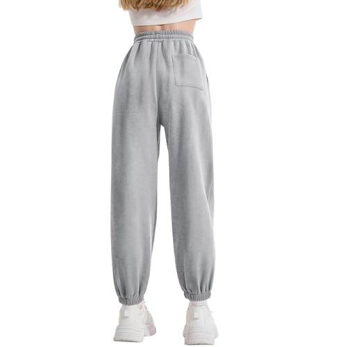 Rolanko Girls Sweatpants Baggy Jogger Pants High Waist Kids Fleece Sweats Trousers with Pockets 5-15 Years3