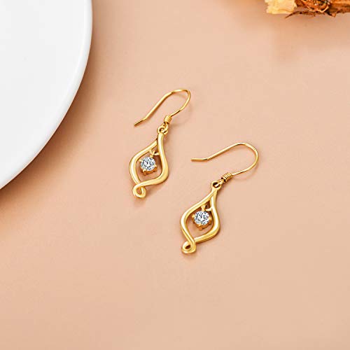 Sisgem 10K Solid Gold Infinity Drop Earrings For Women,Yellow Gold Moissanite Infinite Love Dangles Earrings Christmas Birthday Gifts For Wife Daughter Girlfriend #TOP2