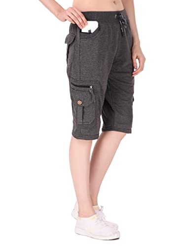 Image of UZARUS Womens Cargo Capri Shorts with 9 Pockets