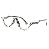 bullabulling Fashion Half Moon Cat-Eye Reading Glass For Women Half-Rim Eyeglass Frame Large lens (black, 2.50, multiplier_x)
