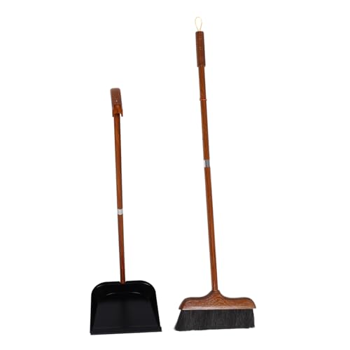HOLIDYOYO Colocar Escoba de Cocina Escoba y recogedor Escoba de Madera Set de Limpieza de Larga duración recogedor de Escoba escobas para Barrer Exterior Pelo de de Caballo
