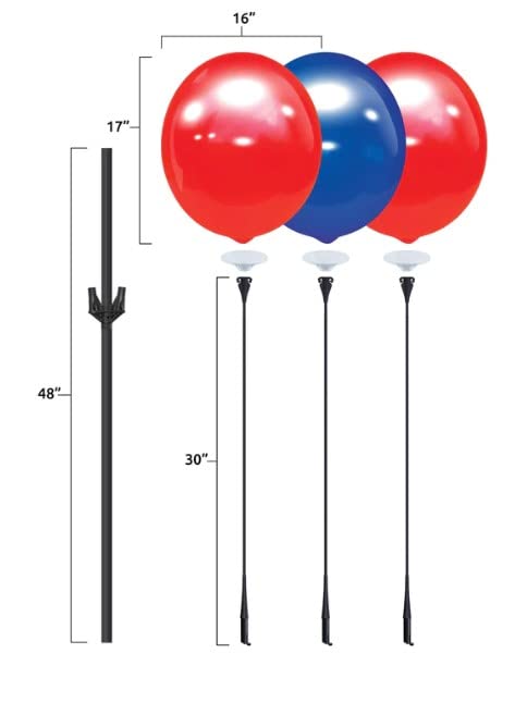 Image of BalloonBobber - Weatherproof Reusable Balloon Triple Cluster Pole Kit - Helium Free Plastic Outdoor Balloons