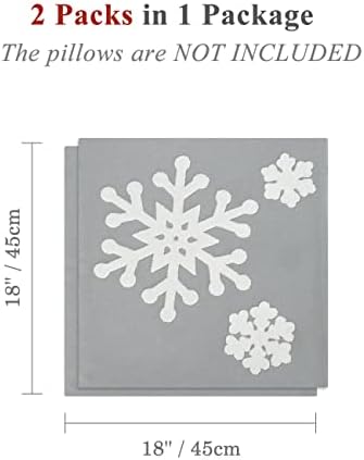 Lewondr Christmas Throw Pillow Cover, 2 Pack Snowflake Embroidery Decorative Throw Pillow Case Linen Sofa Cushion Cover for Party Thanksgiving Day Xmas Decor 18"x18"(45x45cm), Gray