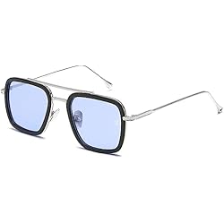 Lampara Hombre Araña SHEEN KELLY Gafas de sol retro cuadradas Tony Stark con montura de metal para hombres Mujeres Downey Tamaño 1: 1
