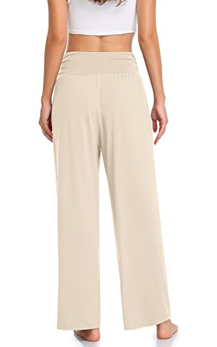 Image of TARSE Womens Wide Leg Pants Casual Loose Yoga Sweatpants Comfy Lounge Pajama Flowy Pants Pockets