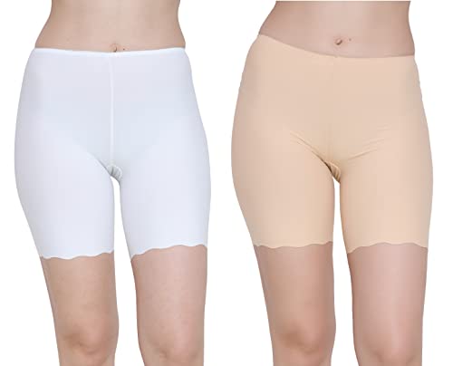Image of GLAMORAS Women Nylon Spandex High Waist Stretchable Skin Fit Shorties Seamless Under Skirt Cycling Biker Bicycle Shorts