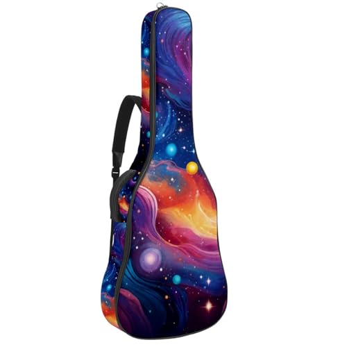 Sac pour guitare acoustique imperméable 42.9x16.9x4.7 in à poches motif galaxie