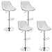 WOLTU® BH23ws-4 Sgabello da Bar Estetica Moderno Sedia Cucina Alta con Schienale Quadrato Poggiapiedi senza Braccioli Similpelle Cromato Altezza Regolabile Girevole 4 Pezzi Bianco