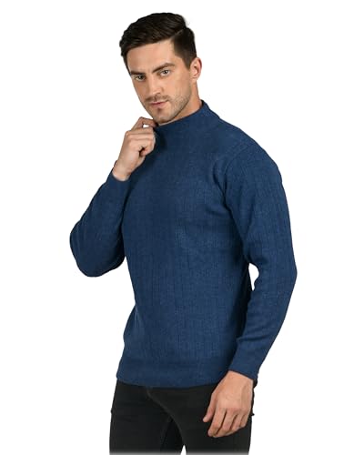 Image of Men Woolen Round Neck Solid Striped Design Pullover Heavy Rainbow Fabric Winter Wear Pure Wool Cardigan for Men Fully Warm Pullover Free Sizes