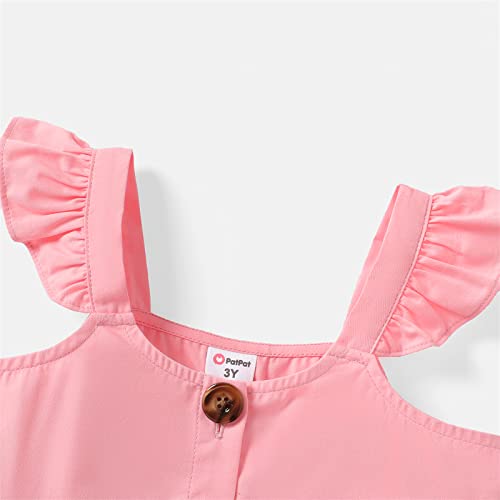 Patpat Toddler Baby Girl Skirt Set 2 Pieces Summer Outfit Pink Ruffle Top And Flora Bowknot Skirt Sets 3-4 Years #TOP2