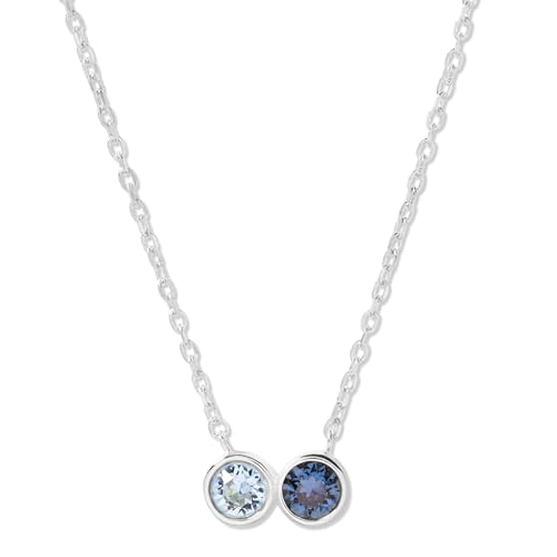 EVE'S ADDICTION Women's Personalized Sterling Silver Two Birthstone Necklace, 16