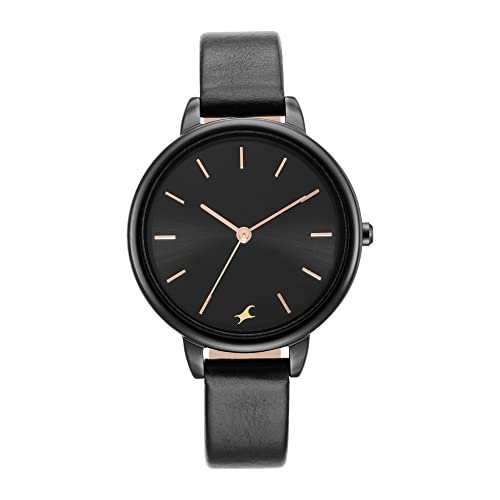 Image of Fastrack Stainless Steel Glitch Analog Black Dial Women's Watch-6234Nl01, Band Color:Black