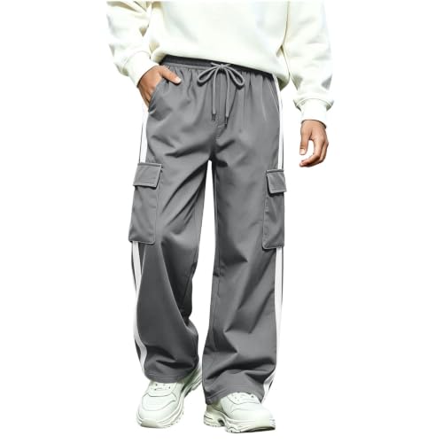 Boys Cargo Pants Baggy Wide Leg Elastic Waist Drawstring Chino Husky Pants - image 2