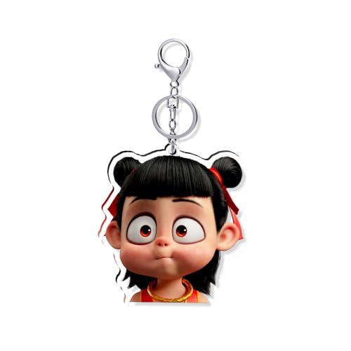 Porte-clés Nezha pendentif sac à dos en acrylique accessoire drôle d'expression C