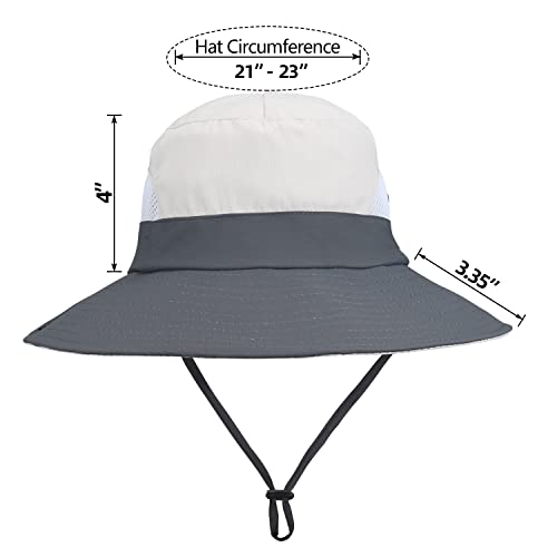 Sun Hats Ponytail For Women, Wide Brim Fishing Hat Foldable Beach Hat, Uv Protection Bucket Hats, Garden Outdoor Summer Caps, Grey&Beige #TOP5
