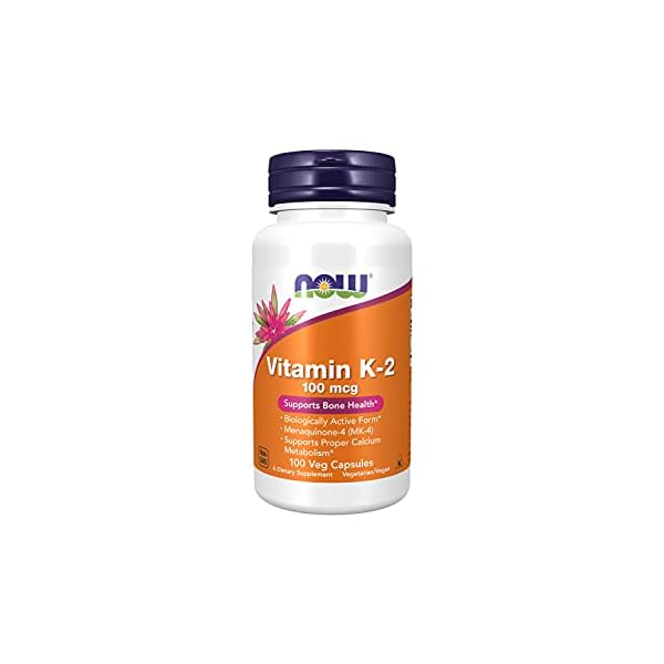 NOW Supplements, Vitamin K-2 100 mcg, Menaquinone-4 (MK-4), Supports Bone Health*, 100 Veg Capsules
