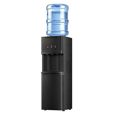 Euhomy Top Loading Water Dispenser for 3 & 5 Gallon Bottles, Hot & Cold Water Cooler with Warm Water, Child Safety Lock, LED Indicators, Top Load Water Cooler for Home & Office, Black