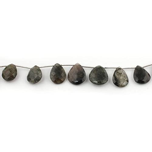 Quartz rutilé noir en perles briolettes haut de gamme pour joaillerie