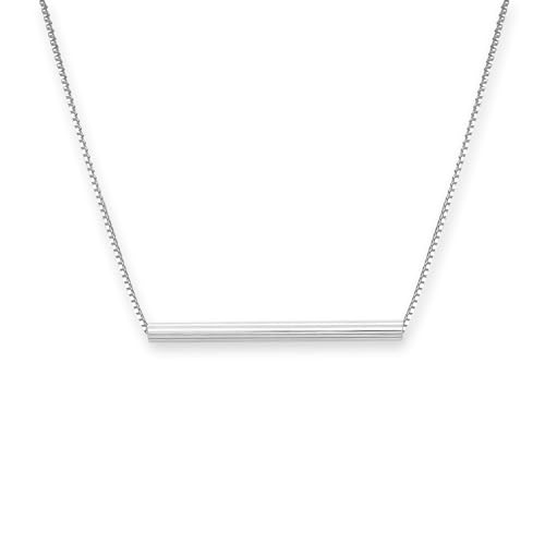 Alexandreasjewels Delicate and Dainty 925 Sterling Silver Tube Bar Necklace for Women Minimalist Balance Necklace Gift for Wife Birthday Present for Girlfriend (20 inches)