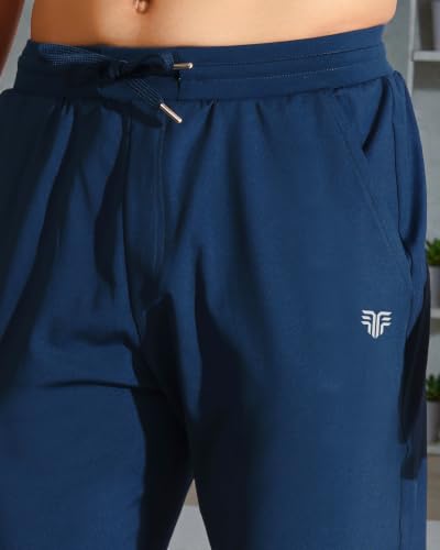 Image of Flapfit Men's Solid Pattern Spandex Track Pant with Ankle Length Drawstring Closure Type and Loose Fit Jogger Style