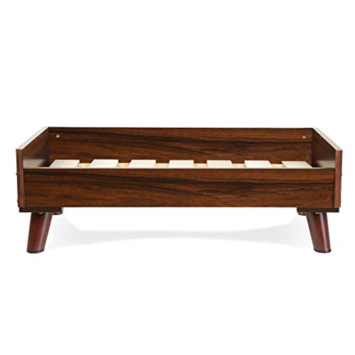Furhaven Elevated Dog Bed Frame for 30" x 20" Medium Dog Beds, Easy Assembly - Mid-Century Modern Bed Frame - Walnut, Medium - Image 4