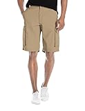 Agile Mens Super Comfy Stretch Flex Waist Cargo Shorts Flat Front Chino, Flex Cargo British Kh, 32