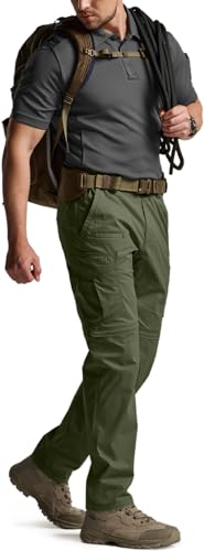 Image of CQR Men's Convertible Cargo Tactical Pants, Water Resistant Outdoor Hiking Pants, Zip Off Lightweight Stretch Work Pants
